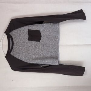 Dikotomy Grey Long Sleeve Baseball Tee Cropped Size Small